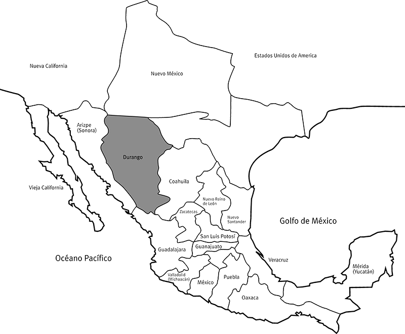 Mapa de las Intendencias de la Nueva España tras la Real Ordenanza de 1786