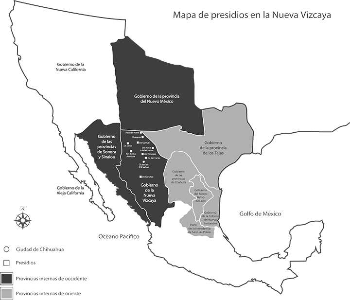 Mapa de Presidios en la Nueva Vizcaya